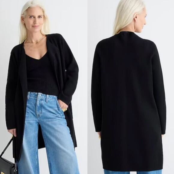 NWT J. Crew Juliette Collarless Sweater-Blazer Open Front Cardigan Black Size XL - Picture 1 of 15